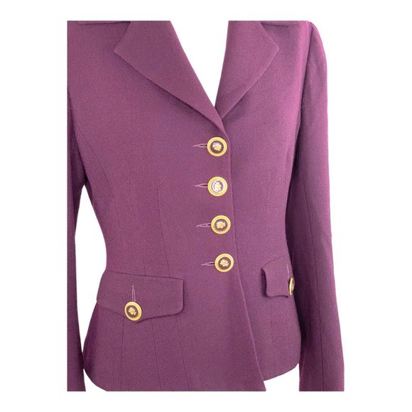 Georgiou Studio Wool Blazer Vintage 90s Womens Size 6P Plum Color Pristine NWOT - Picture 7 of 10